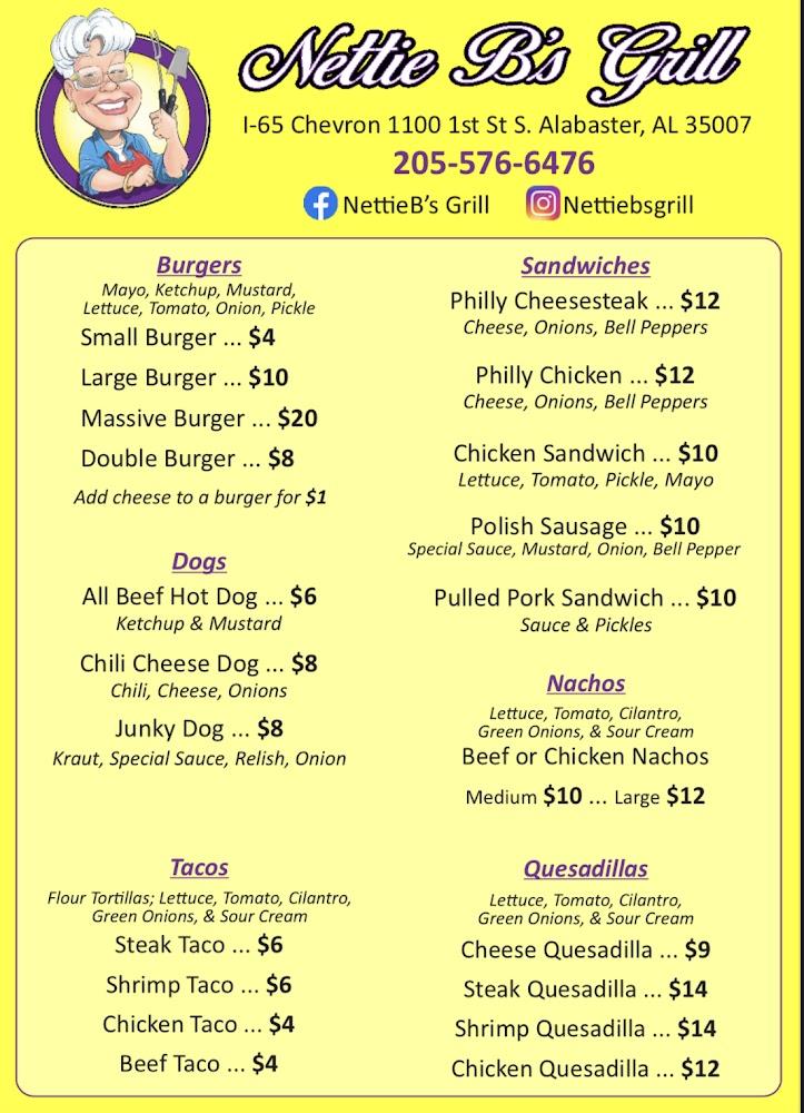 Nettie B's Grill Menu image 1